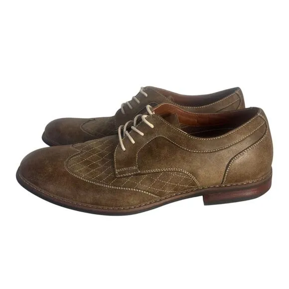 Ferro Aldo Leather Wingtip Oxford Dress Shoes Mens 12 Distressed Brown M-19266