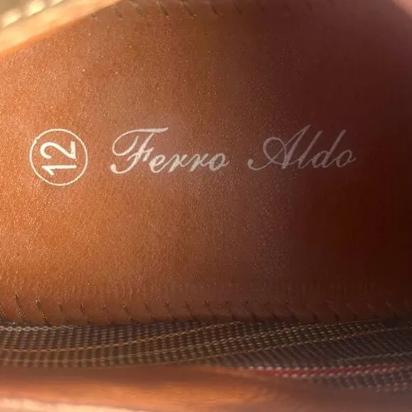 Ferro Aldo Leather Wingtip Oxford Dress Shoes Mens 12 Distressed Brown M-19266