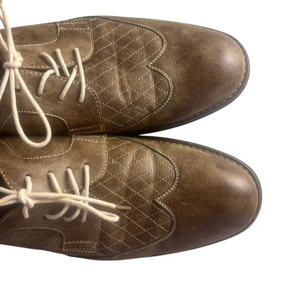 Ferro Aldo Leather Wingtip Oxford Dress Shoes Mens 12 Distressed Brown M-19266