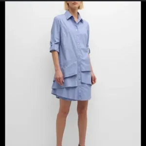 Finley Jenna Blue Striped Tiered Shirt Dress (M)