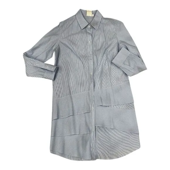 Finley Jenna Blue Striped Tiered Shirt Dress (M)
