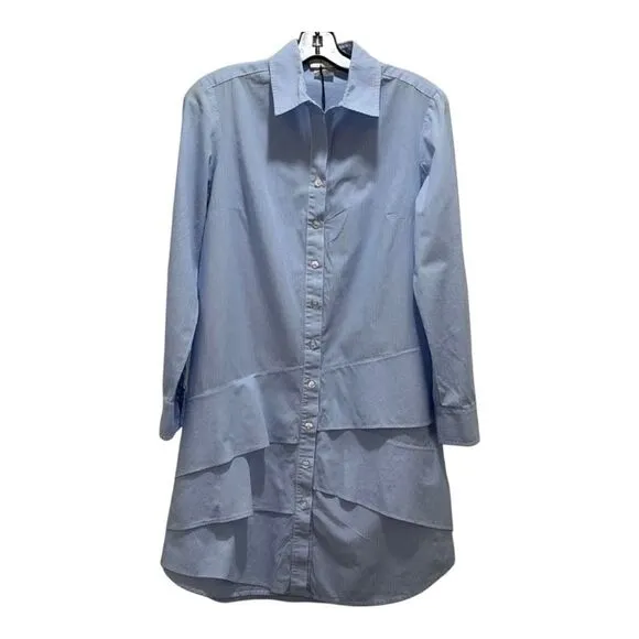 Finley Jenna Blue Striped Tiered Shirt Dress (M)