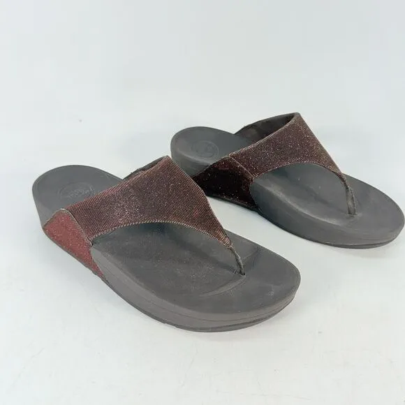 Fit Flop A85-012 Electra Classic Burgundy Color-shift Sandals Sz 7 Eur 38