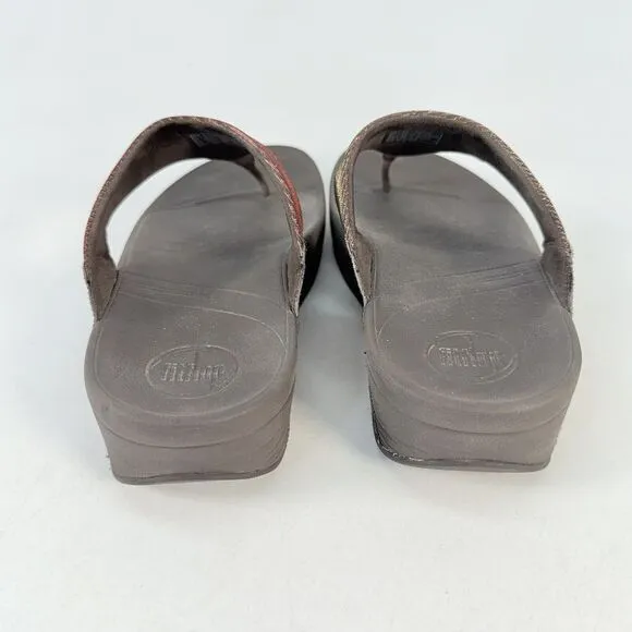 Fit Flop A85-012 Electra Classic Burgundy Color-shift Sandals Sz 7 Eur 38