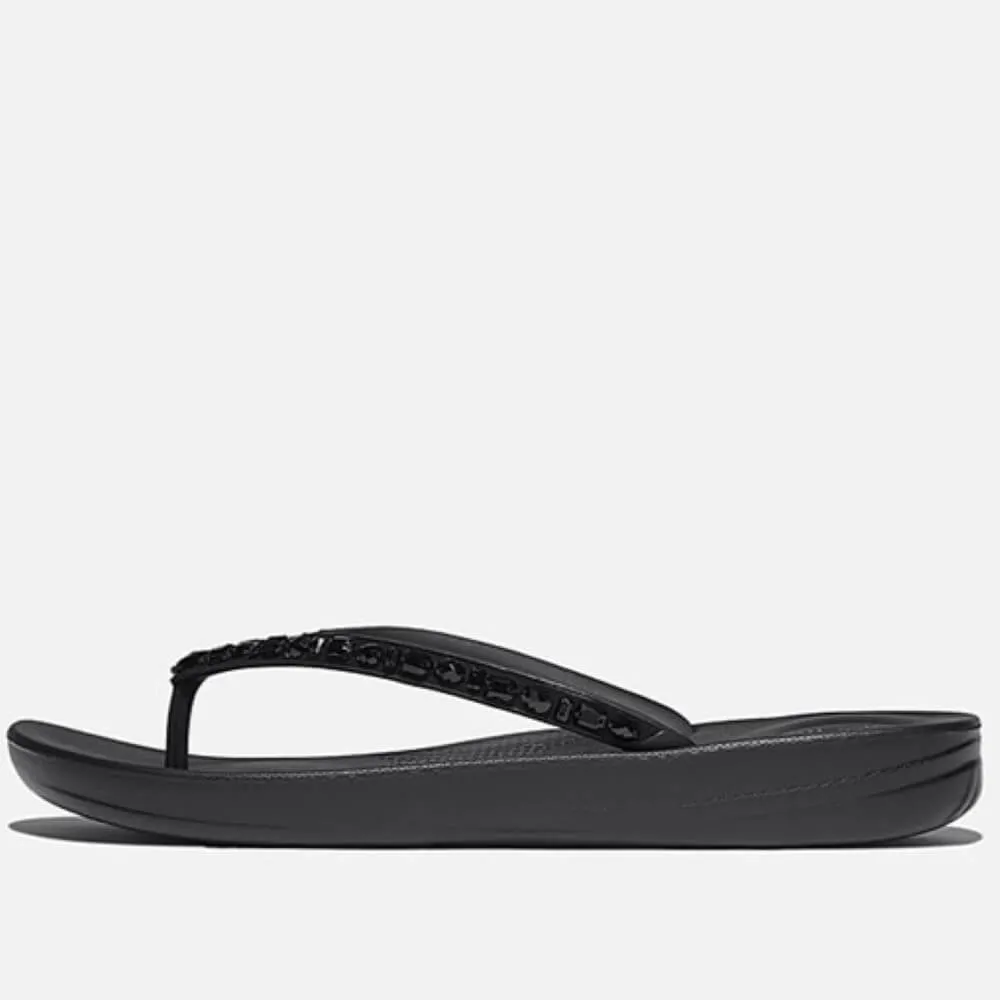 FitFlop iQUSHION Sparkle Toe-Posts-BLACK