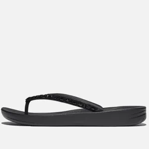FitFlop iQUSHION Sparkle Toe-Posts-BLACK