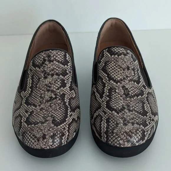 Fitflop Superskate Brown Snakeskin Leather Loafers Women's 6