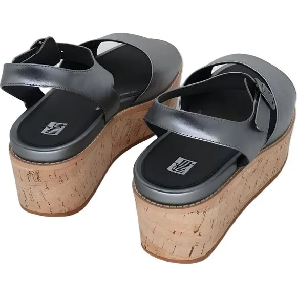 FitFlop Womens Eloise Wedge Sandals Pewter Mix Size 9M 41 EU