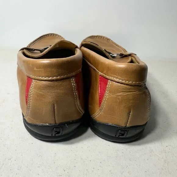 FJ Footjoy Men's Size 11,5Driving Loafers Shoes Casual Tan Leather Horse Bit