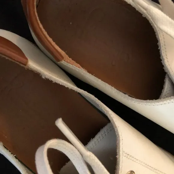 FLAMINGO Ivory Leather Platform Lace Up Loafers