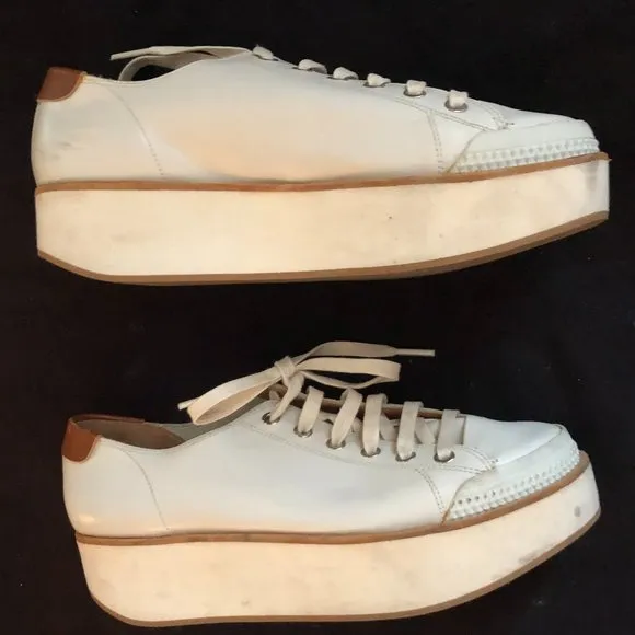FLAMINGO Ivory Leather Platform Lace Up Loafers