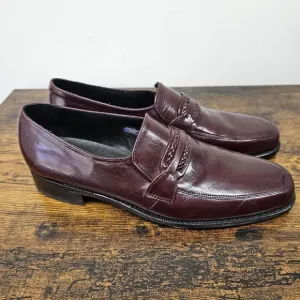 Florsheim Burgundy Braided Loafers Mens Leather Dress Slip On Shoes Size 9.5B