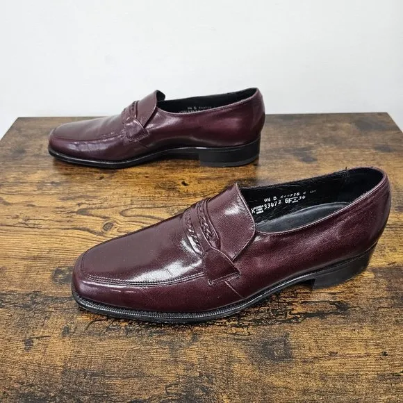 Florsheim Burgundy Braided Loafers Mens Leather Dress Slip On Shoes Size 9.5B