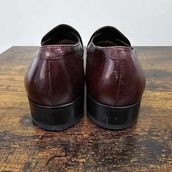 Florsheim Burgundy Braided Loafers Mens Leather Dress Slip On Shoes Size 9.5B