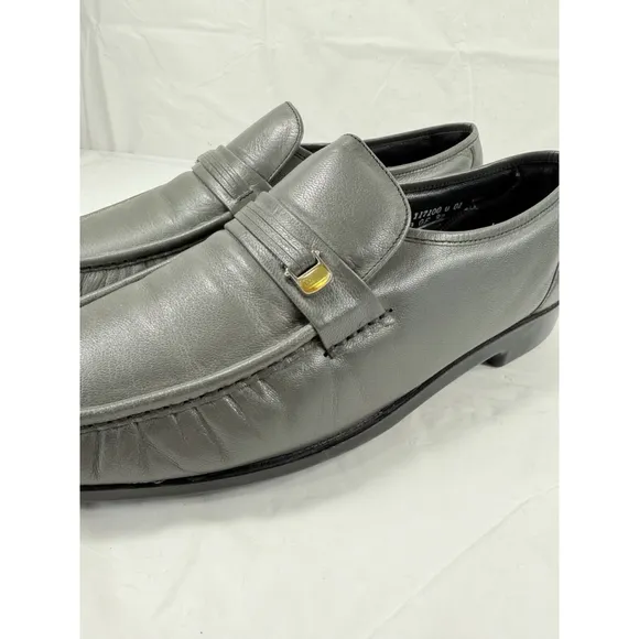 Florsheim Imperial Slip On Grey Leather Loafers Size 10.5 D
