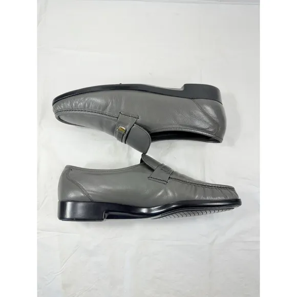 Florsheim Imperial Slip On Grey Leather Loafers Size 10.5 D