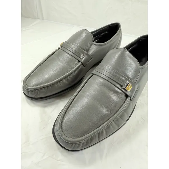 Florsheim Imperial Slip On Grey Leather Loafers Size 10.5 D
