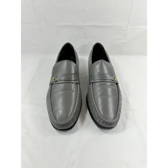 Florsheim Imperial Slip On Grey Leather Loafers Size 10.5 D