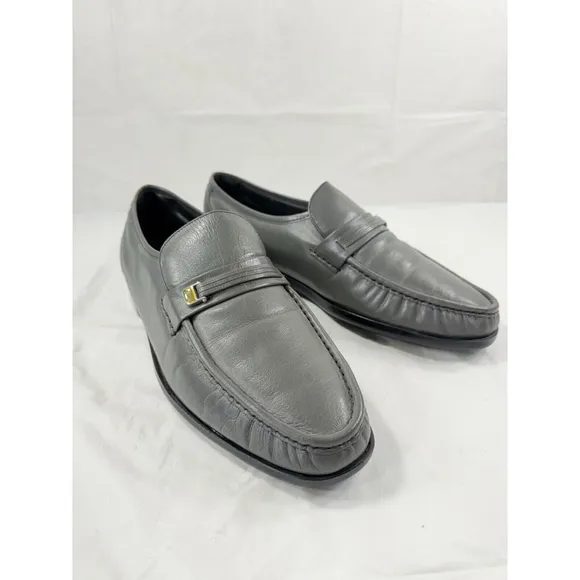 Florsheim Imperial Slip On Grey Leather Loafers Size 10.5 D