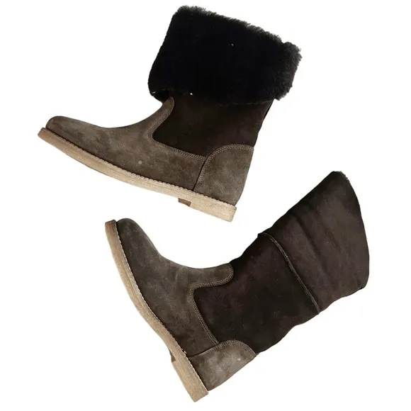 Florsheim Men’s Boots Brown Suede with Fur Lining Size 8M (Made in Italy) NWT