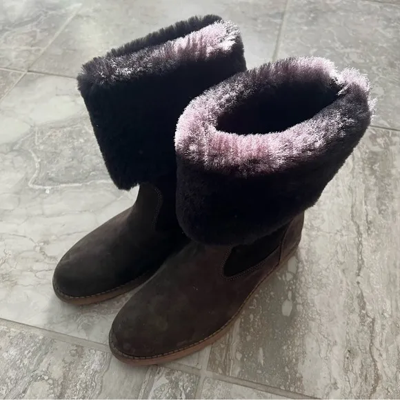 Florsheim Men’s Boots Brown Suede with Fur Lining Size 8M (Made in Italy) NWT