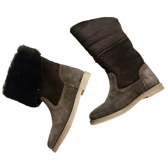 Florsheim Men’s Boots Brown Suede with Fur Lining Size 8M (Made in Italy) NWT