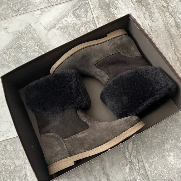Florsheim Men’s Boots Brown Suede with Fur Lining Size 8M (Made in Italy) NWT
