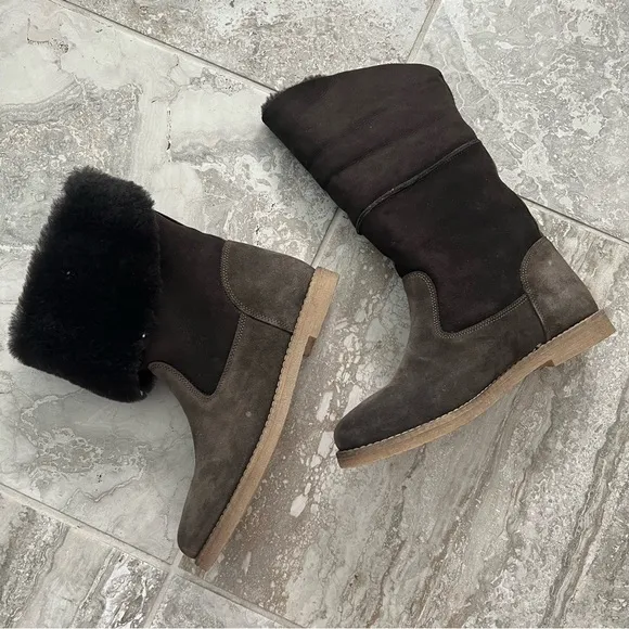 Florsheim Men’s Boots Brown Suede with Fur Lining Size 8M (Made in Italy) NWT