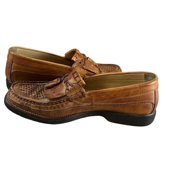 Florsheim Men's Leather Kiltie Loafers With Tassels Size 10.5D 18096 Tan Brown