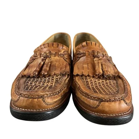 Florsheim Men's Leather Kiltie Loafers With Tassels Size 10.5D 18096 Tan Brown
