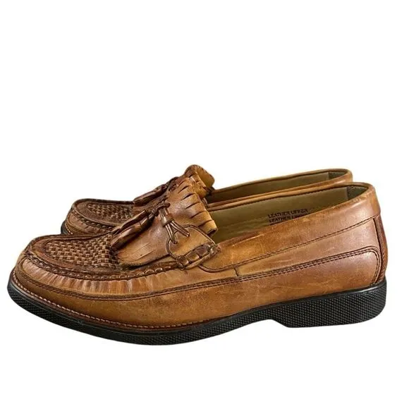 Florsheim Men's Leather Kiltie Loafers With Tassels Size 10.5D 18096 Tan Brown