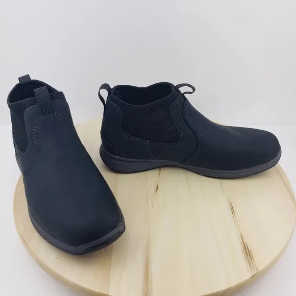 Florsheim Sport Slip Pull On Ankle Boots Black Leather Upper Boys Size 6M