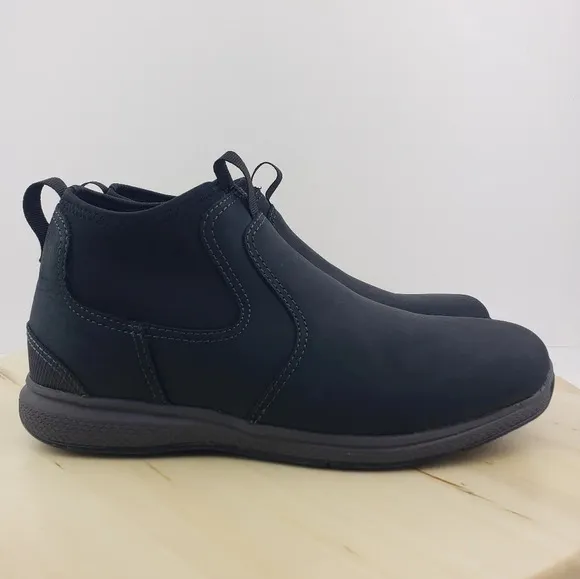 Florsheim Sport Slip Pull On Ankle Boots Black Leather Upper Boys Size 6M