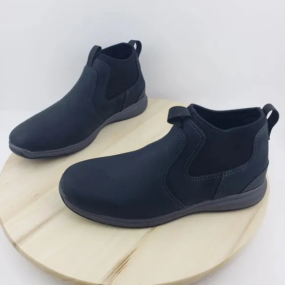 Florsheim Sport Slip Pull On Ankle Boots Black Leather Upper Boys Size 6M