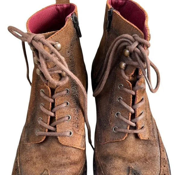 Fluchos Boots Men Sz 8 EU 41 Brown Distressed Leather Hipster Spain