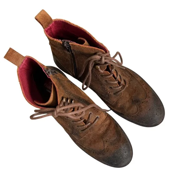 Fluchos Boots Men Sz 8 EU 41 Brown Distressed Leather Hipster Spain