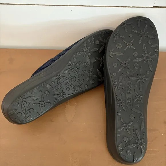 Fly Flot Mesh Slide Sandals Womens US 8.5 EU 39 Navy Italy Leather Insole NEW