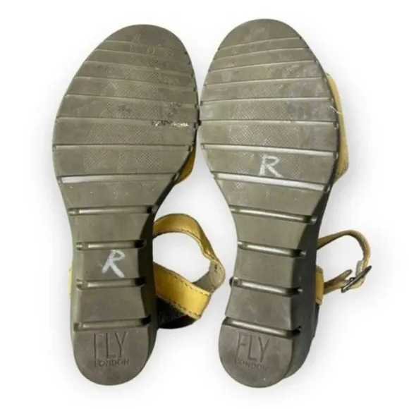 Fly London Imat Bumblebee/Bronze Wedge Sandals 36