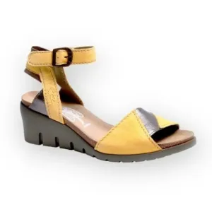 Fly London Imat Bumblebee/Bronze Wedge Sandals 36