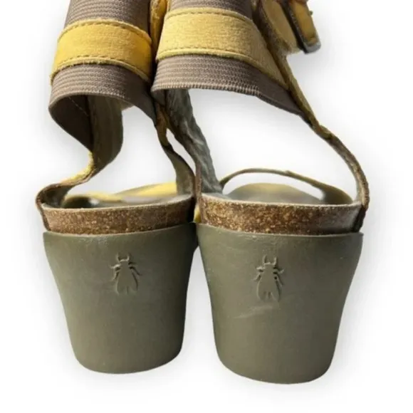 Fly London Imat Bumblebee/Bronze Wedge Sandals 36