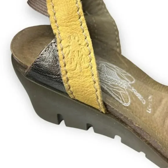 Fly London Imat Bumblebee/Bronze Wedge Sandals 36