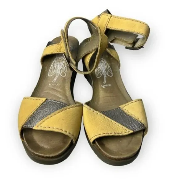 Fly London Imat Bumblebee/Bronze Wedge Sandals 36