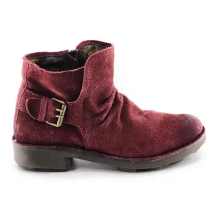 FLY LONDON Neba Wine Suede Ankle Boots Red Buckle Zip