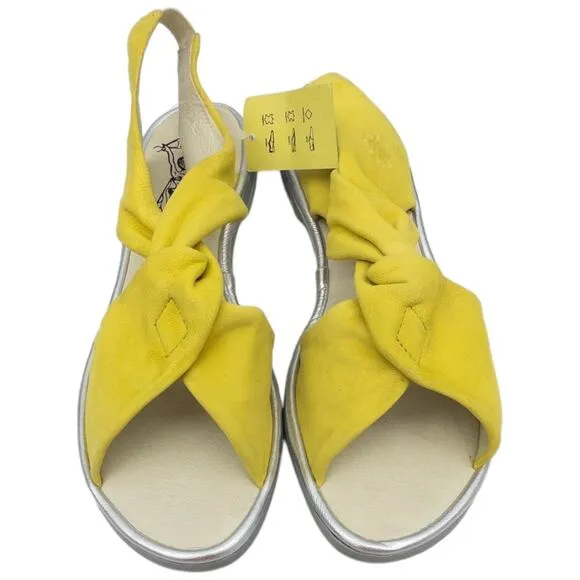 FLY London Yellow Flat Sandals Nubuck Leather Women's 9 9.5