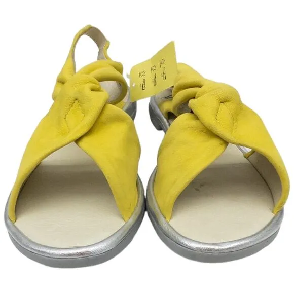 FLY London Yellow Flat Sandals Nubuck Leather Women's 9 9.5