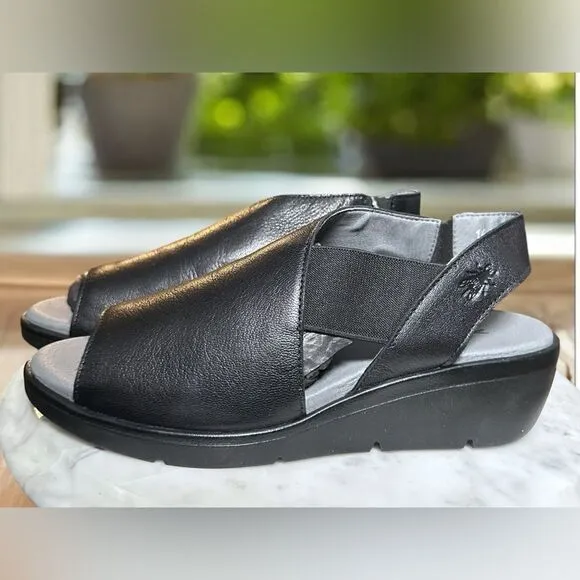 FLY London Leather Sandals Black Leather Open Toe EU 38