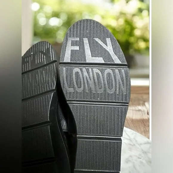 FLY London Leather Sandals Black Leather Open Toe EU 38