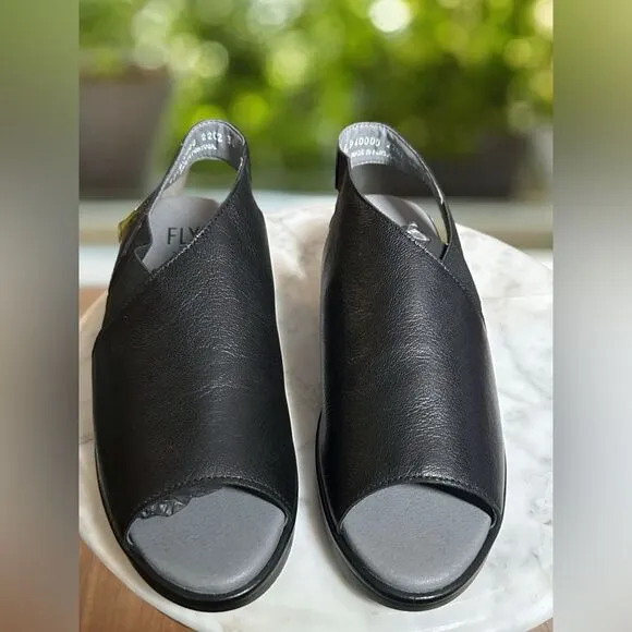 FLY London Leather Sandals Black Leather Open Toe EU 38