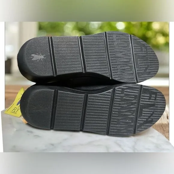 FLY London Leather Sandals Black Leather Open Toe EU 38