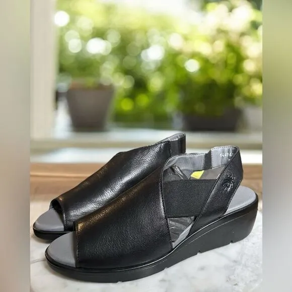 FLY London Leather Sandals Black Leather Open Toe EU 38